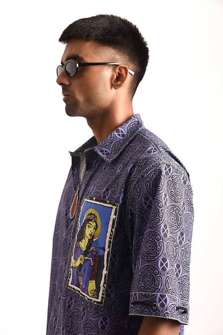 Buy Dark Hour Purple Cotton Goddess Hecate Print Shirt With Pant Online at Aza Fashions Buy_Dark Hour_Purple Cotton Goddess Hecate Print Shirt With Pant_Online_at_Aza_Fashions