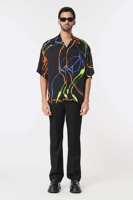 Dark Hour Abstract Helix Print Shirt 