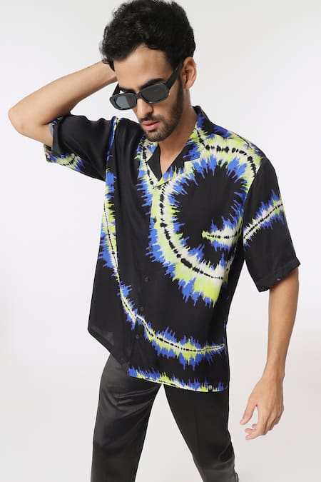 Dark Hour Paint Ripple Print Shirt 