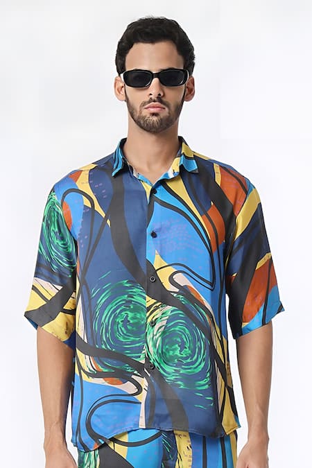 Dark Hour Abstract Memory Lane Print Shirt 