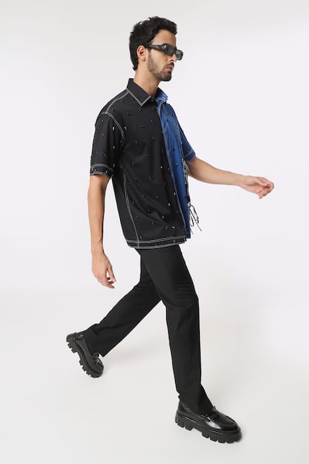 Dark Hour Colorblocked Stone Embellished Shirt 