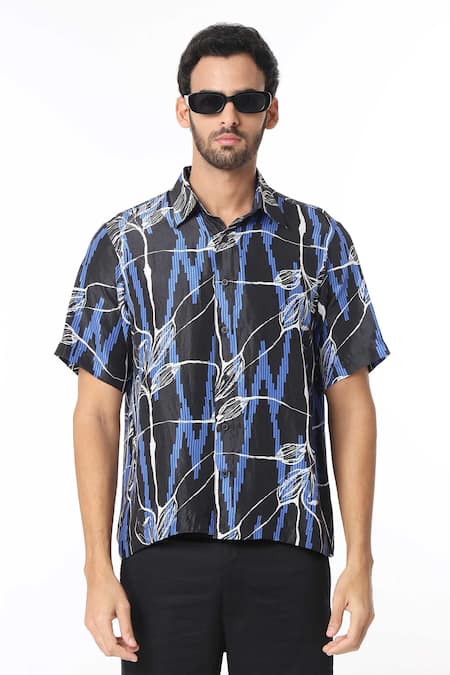 Dark Hour Bloom Wave Print Shirt 