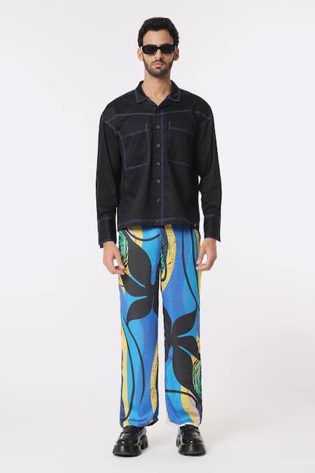 Dark Hour Stitch Line Cotton Satin Shirt 