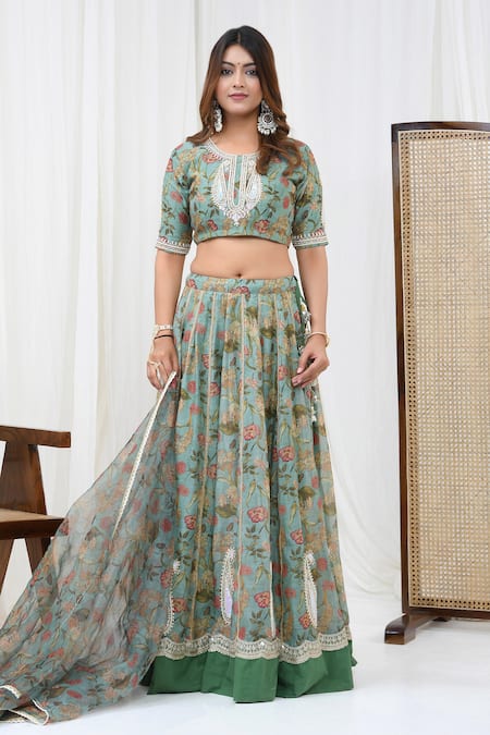 Yuvrani Jaipur Floral Print Embroidered Lehenga Set 