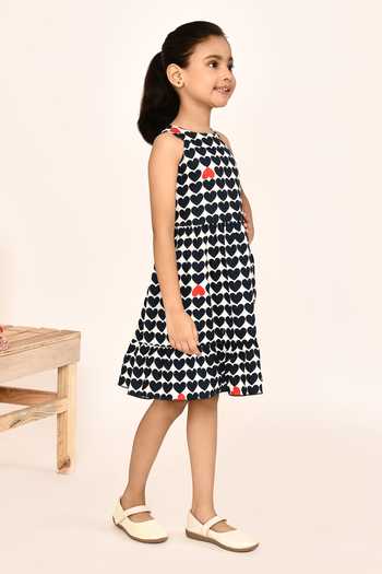Shop_Petite Pomme_Blue Cotton Heart Print Dress _Online_at_Aza_Fashions