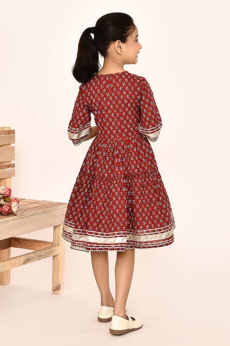 Petite Pomme Floral Print Cotton Dress 