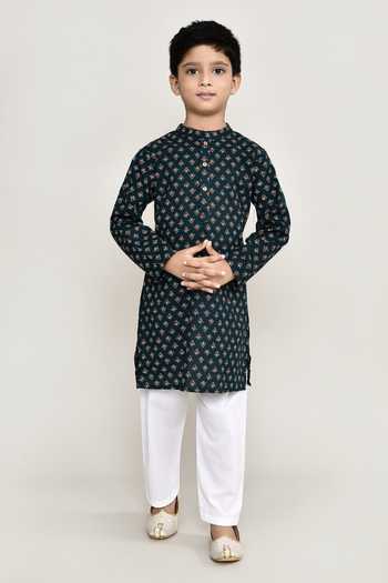 Buy_Petite Pomme_Blue Cotton Buta Print Kurta With Pant 