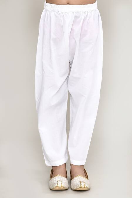 Petite Pomme_Blue Cotton Embroidery Floral Buta Print Kurta And Pant Set _Online_at_Aza_Fashions