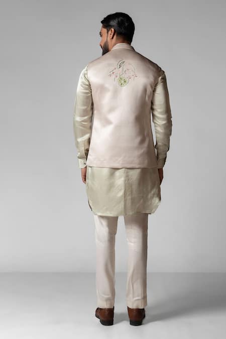 PAARSH Hand Embroidered Kurta Set & Nehru Jacket 