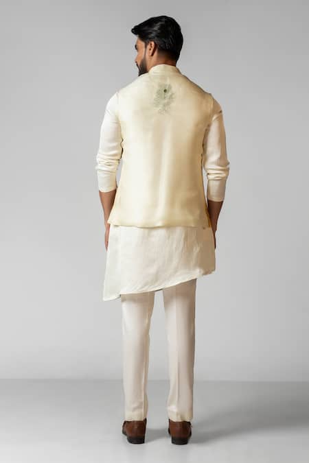 PAARSH Radha Krishna Hand Embroidered Kurta Set With Nehru Jacket 