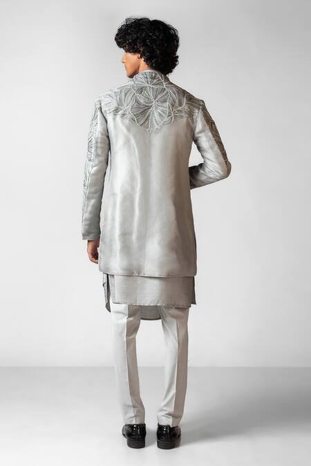 PAARSH Sapphire Floral Embroidered Achkan & Pant Set 