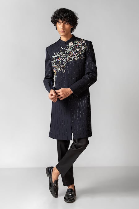 Paarsh Bird Sanctuary Embroidered Achkan With Pant 