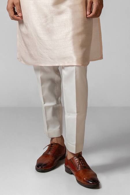 PAARSH_Blush Linen, Satin, Cotton Embroidery Nehru Jacket And Kurta Set _Online_at_Aza_Fashions