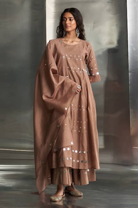 Charkhee Mirror Embroidered Kurta Palazzo Set 