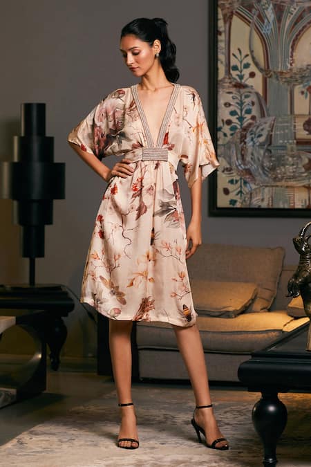 Siddartha Tytler Floral Bee Print Kaftan 