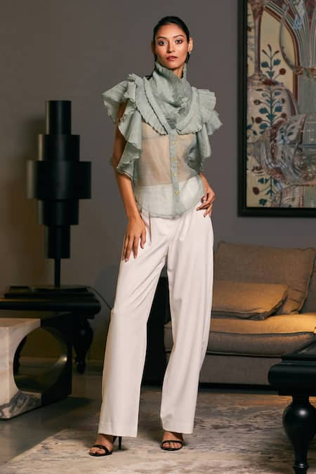 Siddartha Tytler Ruffle Textured Victorian Shirt 