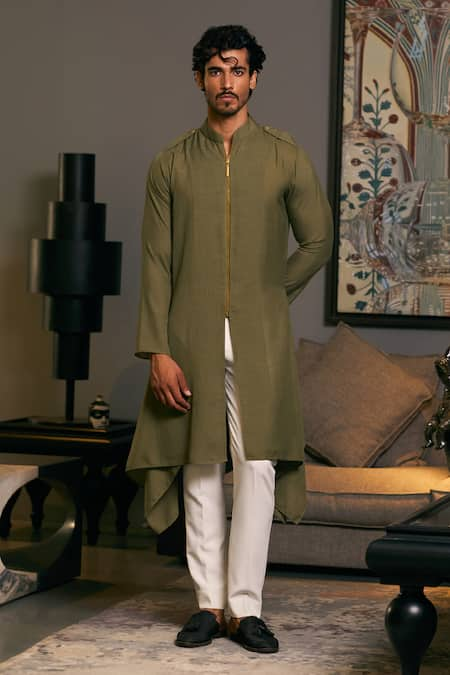 Siddartha Tytler Solid Full Sleeve Draped Kurta 