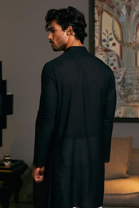 Siddartha Tytler Dragon Placement Embroidered Draped Kurta 