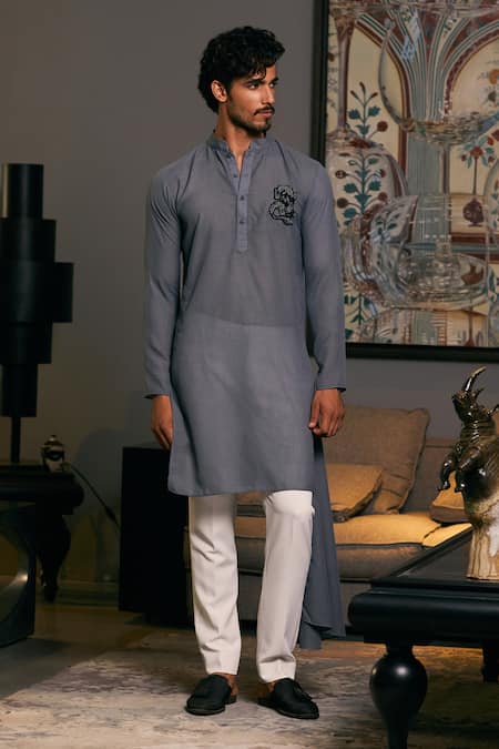 Siddartha Tytler Dragon Embroidered Draped Kurta 