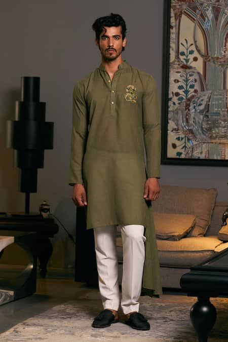 Siddartha Tytler Dragon Placement Work Draped Kurta 