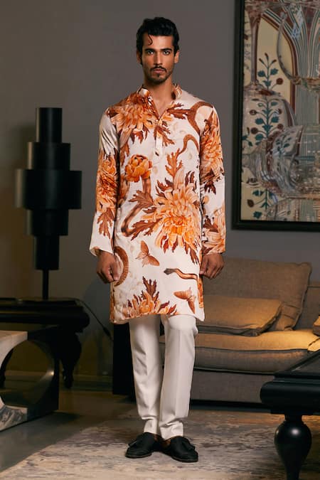 Siddartha Tytler Snake & Floral Pattern Kurta 