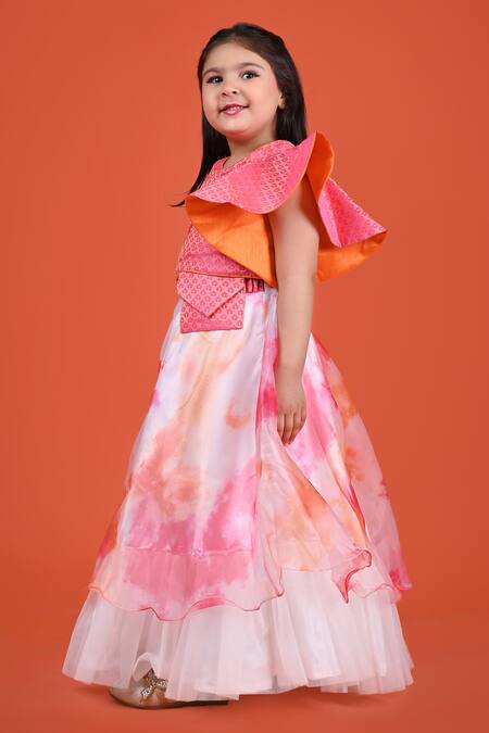 Buy Tutus By Tutu White Brocade Tie Dye Lehenga With Blouse Online at Aza Fashions Buy_Tutus By Tutu_White Brocade Tie Dye Lehenga With Blouse_Online_at_Aza_Fashions