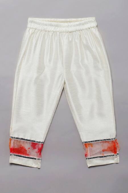 Buy_Tutus By Tutu_Orange Organza Embroidered Mirror Work Tie Dye Kurta With Pant_Online_at_Aza_Fashions