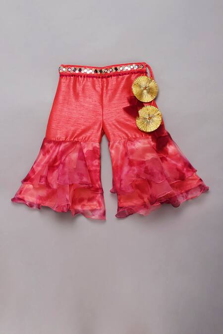 Buy Tutus By Tutu Pink Flat Silk Embroidered Mirror Work Off Shoulder Top With Sharara Online at Aza Fashions Buy_Tutus By Tutu_Pink Flat Silk Embroidered Mirror Work Off Shoulder Top With Sharara_Online_at_Aza_Fashions