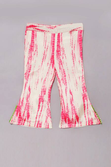 Buy Tutus By Tutu Pink Flat Silk Printed Shibori Kurta Bell Bottom Set Online at Aza Fashions Buy_Tutus By Tutu_Pink Flat Silk Printed Shibori Kurta Bell Bottom Set_Online_at_Aza_Fashions