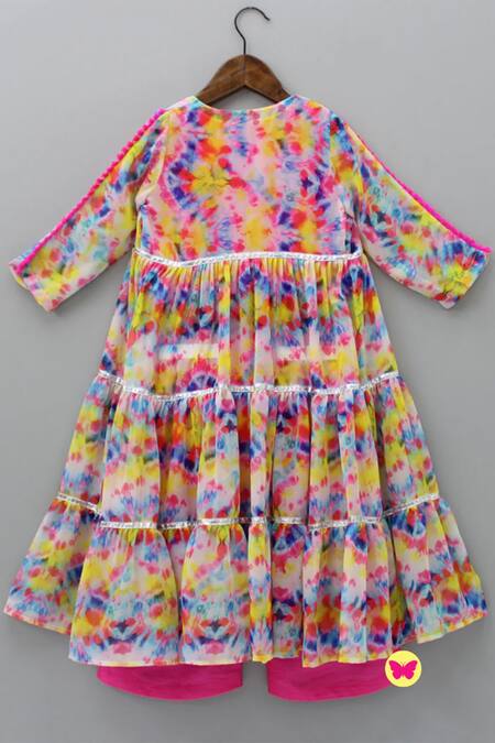 Shop Tutus By Tutu Multi Color Georgette Embroidered Mirror Work Top Set With Cape at Aza Fashions Shop_Tutus By Tutu_Multi Color Georgette Embroidered Mirror Work Top Set With Cape_at_Aza_Fashions