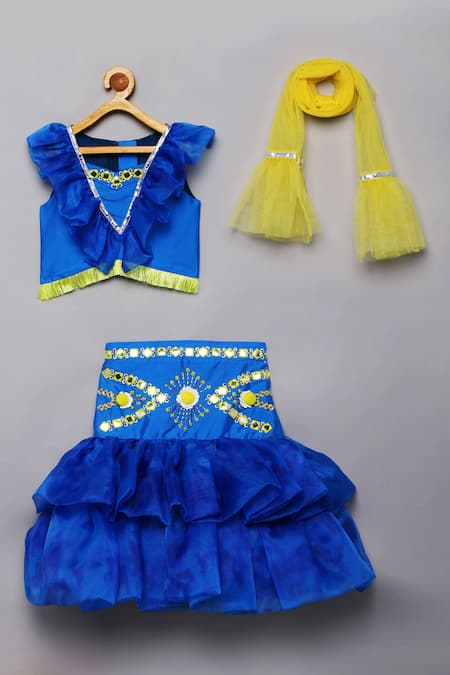 Tutus by Tutu Blue Organza Fish-cut lehenga choli 