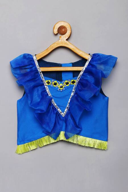 Tutus By Tutu Blue Taffeta Silk Embroidered Mirror Work Organza Fish-cut Lehenga Choli Online at Aza Fashions Tutus By Tutu_Blue Taffeta Silk Embroidered Mirror Work Organza Fish-cut Lehenga Choli_Online_at_Aza_Fashions