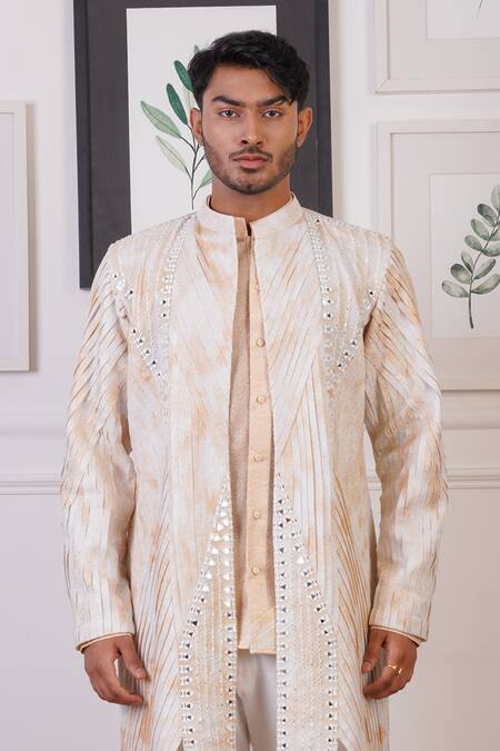 Shop Ankur J Cream , Silk, Satin Mirrors Tie Dye Embroidered Overlay Pant Set Online at Aza Fashions Shop_Ankur J_Cream , Silk, Satin Mirrors Tie Dye Embroidered Overlay Pant Set _Online_at_Aza_Fashions