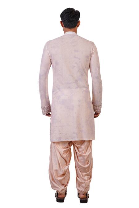 Buy Ankur J Peach Cotton With Silk Mesh Embroidery Mirror Embellished Kurta Salwar Buy_Ankur J_Peach Cotton With Silk Mesh Embroidery Mirror Embellished Kurta Salwar