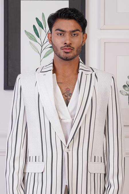Buy_Ankur J_White Suiting Stripe Pattern Blazer And Pant Set _Online_at_Aza_Fashions