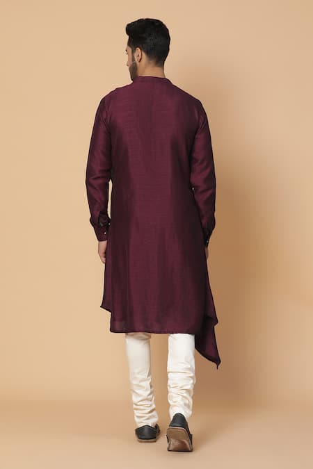 Kudrat Couture Silk Cowl Neck Kurta Set 