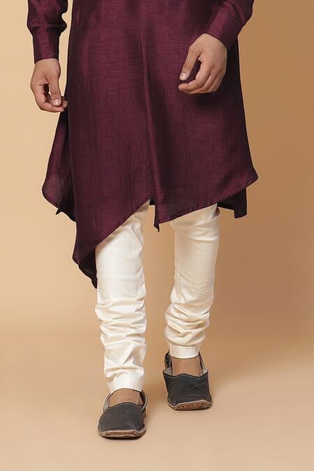 Shop Kudrat Couture Maroon Silk, Cotton Cowl Neck Kurta Set Online at Aza Fashions Shop_Kudrat Couture_Maroon Silk, Cotton Cowl Neck Kurta Set _Online_at_Aza_Fashions