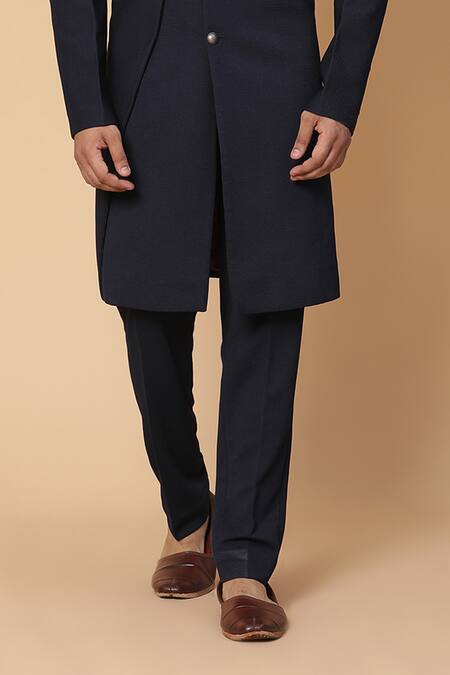 Buy_Kudrat Couture_Blue Italian Plain Textured Layered Kurta Set_Online_at_Aza_Fashions