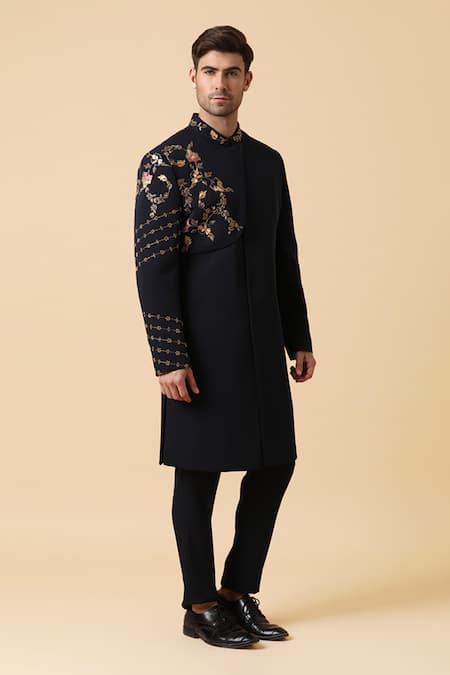 Buy_Kudrat Couture_Blue Italian Embroidery Aari Anubis Kurta Set_Online_at_Aza_Fashions