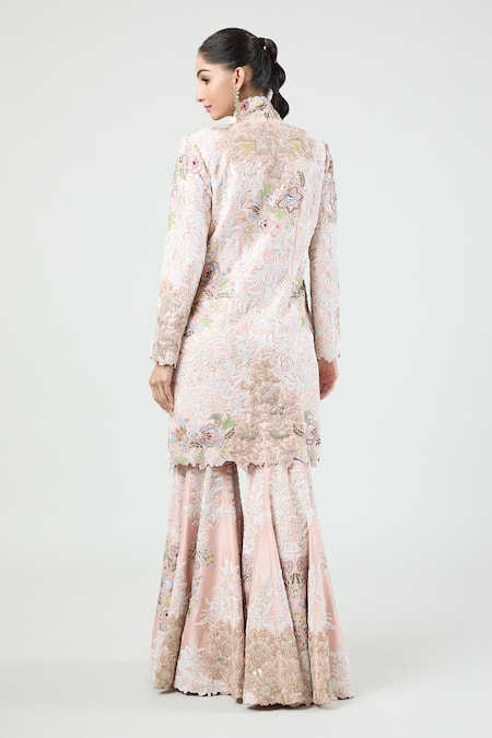 Anamika Khanna Floral Embroidered Kurta Gharara Set 