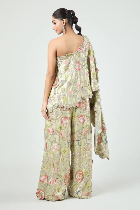 Anamika Khanna 3D Floral Embroidered Cape & Pant Set 