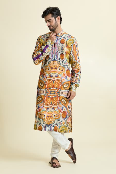 Buy Anamika Khanna Multi Color Abstract Print Kurta Online at Aza Fashions Buy_Anamika Khanna_Multi Color Abstract Print Kurta_Online_at_Aza_Fashions
