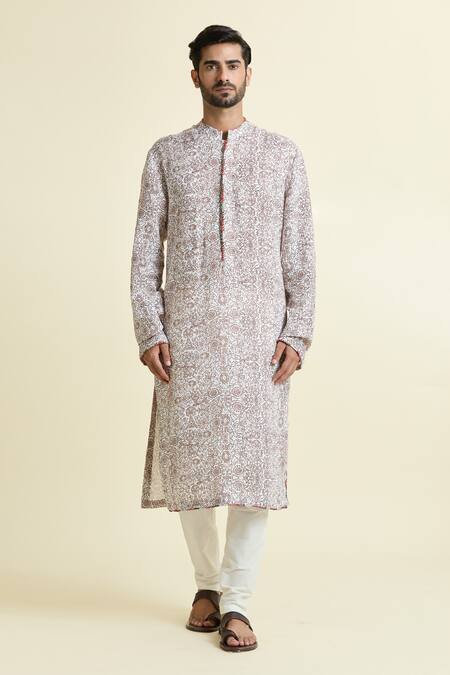 Buy Anamika Khanna White Embroidery Botanic Jaal Print Kurta Online at Aza Fashions Buy_Anamika Khanna_White Embroidery Botanic Jaal Print Kurta_Online_at_Aza_Fashions