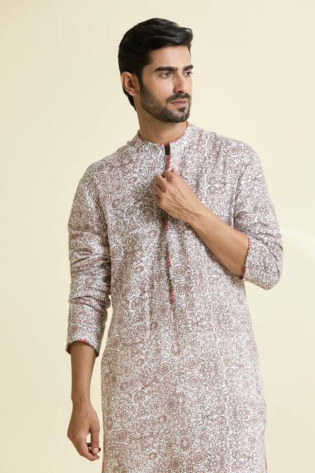 Buy Anamika Khanna White Embroidery Botanic Jaal Print Kurta Buy_Anamika Khanna_White Embroidery Botanic Jaal Print Kurta