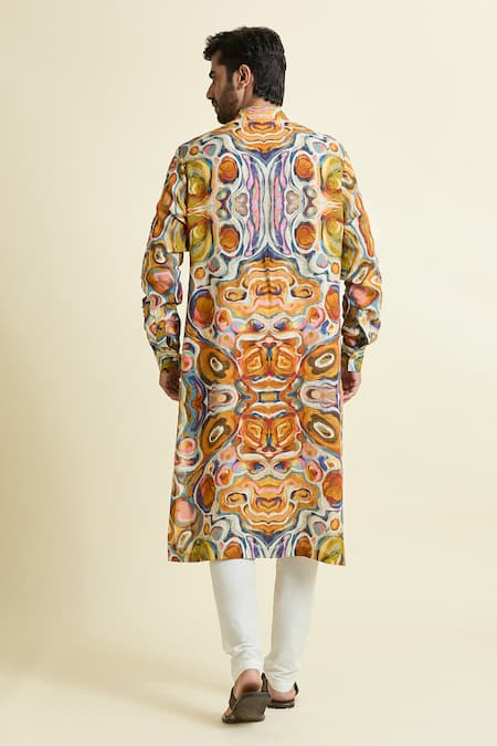 Shop Anamika Khanna Multi Color Abstract Print Kurta at Aza Fashions Shop_Anamika Khanna_Multi Color Abstract Print Kurta_at_Aza_Fashions