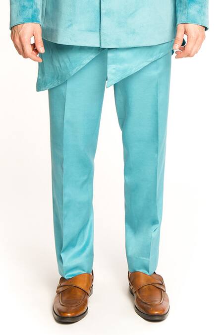 Buy Arjuun Kilachand Blue Velvet Base Bandhgala With Kurta Set Online at Aza Fashions Buy_Arjuun Kilachand_Blue Velvet Base Bandhgala With Kurta Set _Online_at_Aza_Fashions