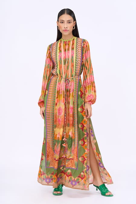 Siddhartha Bansal Kashmir Floral Print Kaftan Dress 