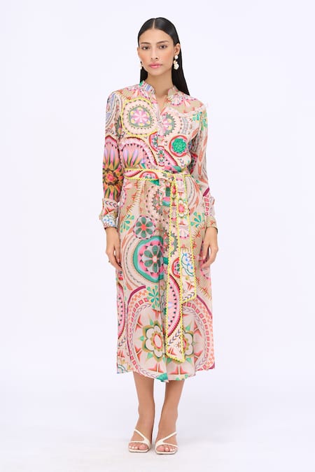 Siddhartha Bansal Dream Catcher Print Jumpsuit With Belt 