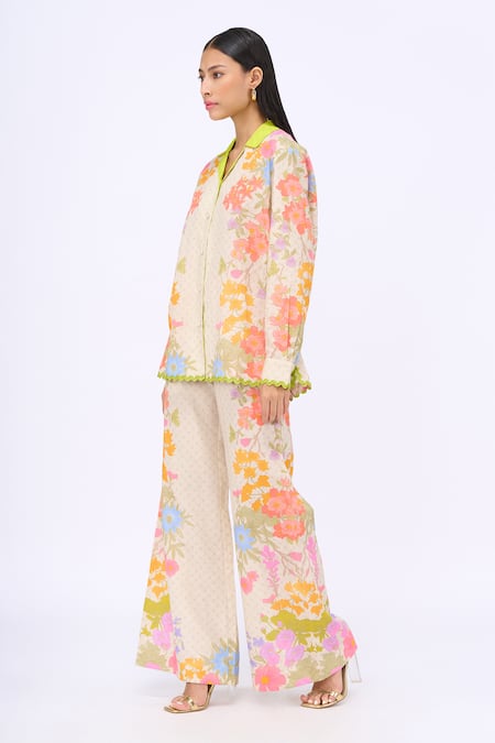 Buy Siddhartha Bansal White Linen Printed Floral Collar Pearl Radiance Shirt And Pant Set Online at Aza Fashions Buy_Siddhartha Bansal_White Linen Printed Floral Collar Pearl Radiance Shirt And Pant Set _Online_at_Aza_Fashions