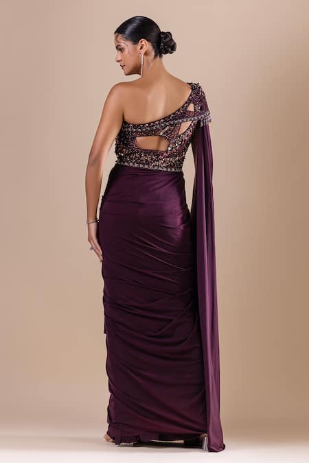 Raj Arora Swarovski Embroidered Bodice Saree Gown 